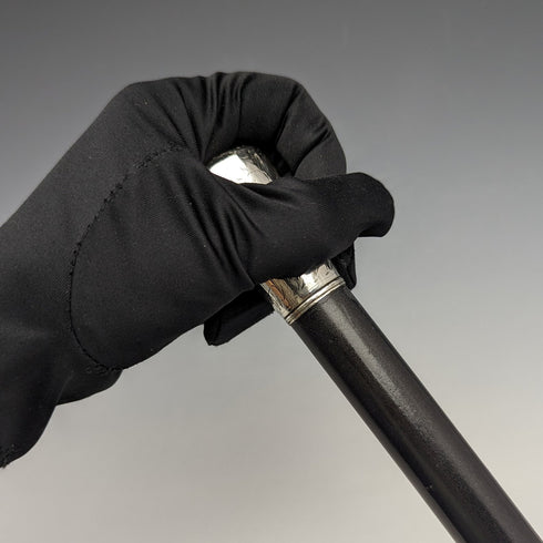 1920 年英國古董男士手杖純銀雕刻圓柄黑軸 91.5 厘米